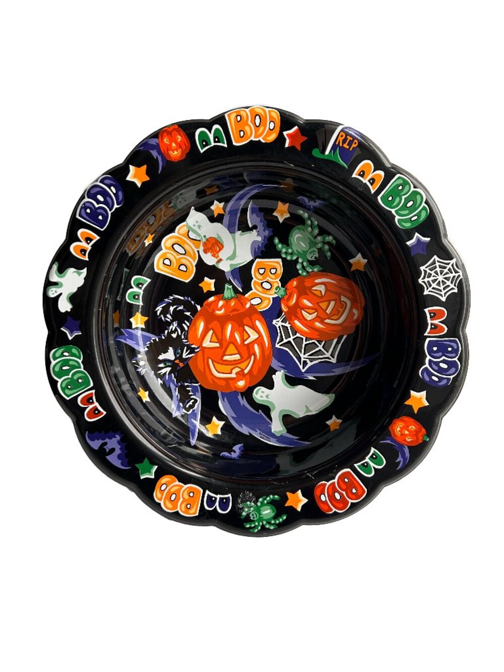 Vintage Halloween 80s 90s "Boo" Black Cat Treat Bowl